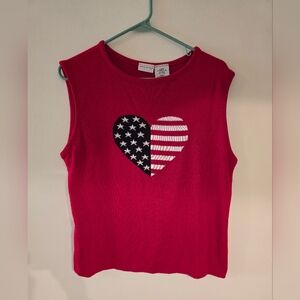 Red Sweater Vest with Heart USA Design